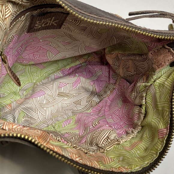 The Sak Pebbled Leather Kendra Crossbody Purse Shoulder Bag Brown Boho Casual - Picture 8 of 10